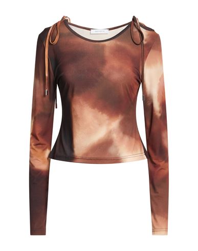 Woman Top Brown Size S Polyester, Elastane