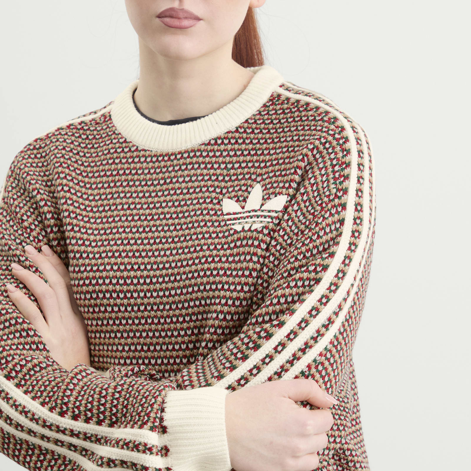 Women's Xmas Knit Jumper Off White/Collegiate Green/Equipment Red