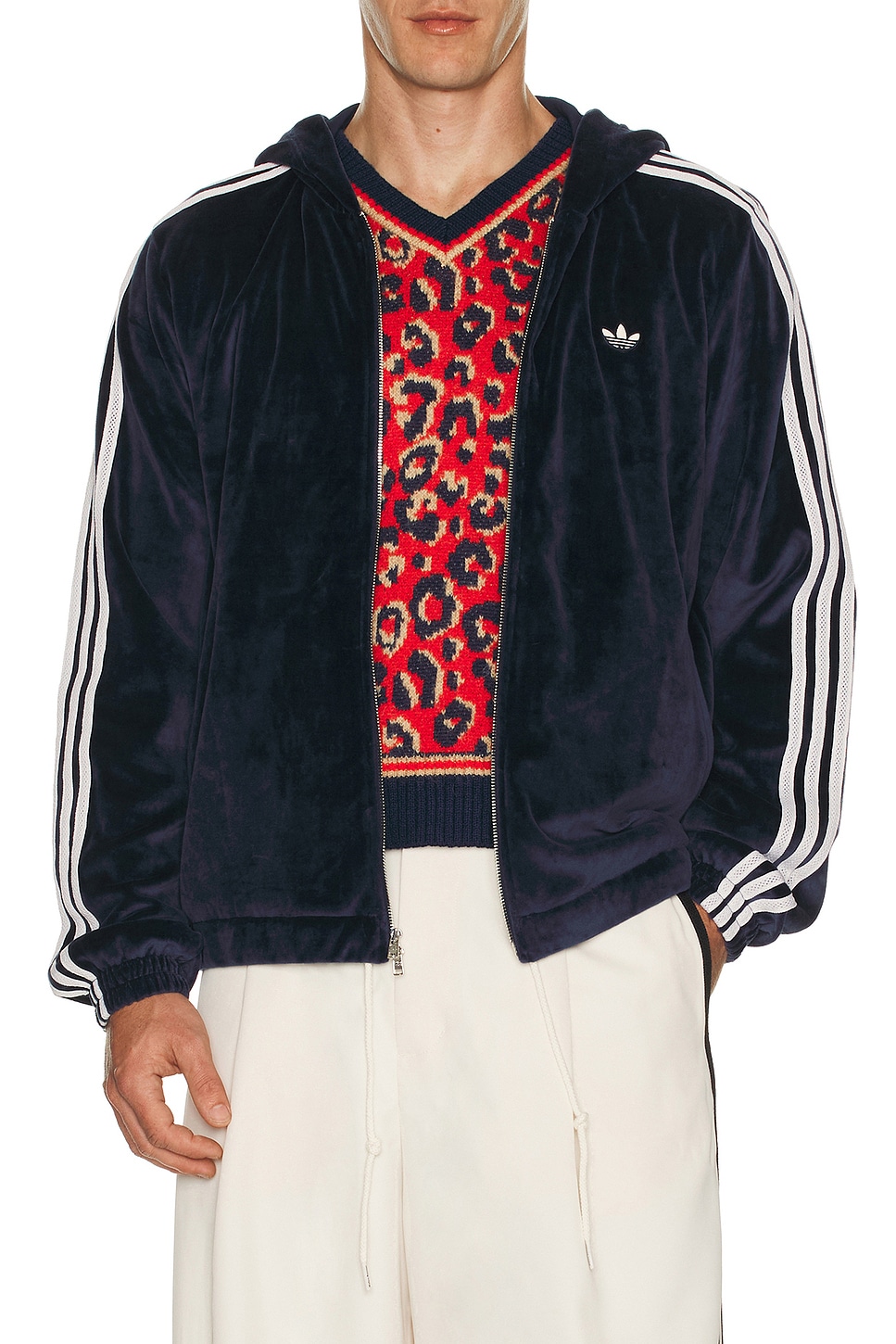 Adidas by Wales Bonner Velour Track Jacket in Navy