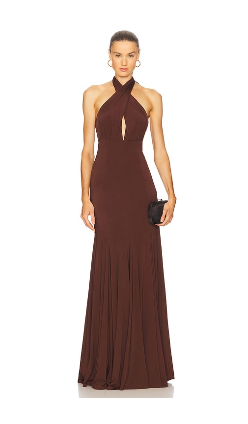 Alice + Olivia MAXIKLEID EVELINA in Brown. Größe 6. Also in 0