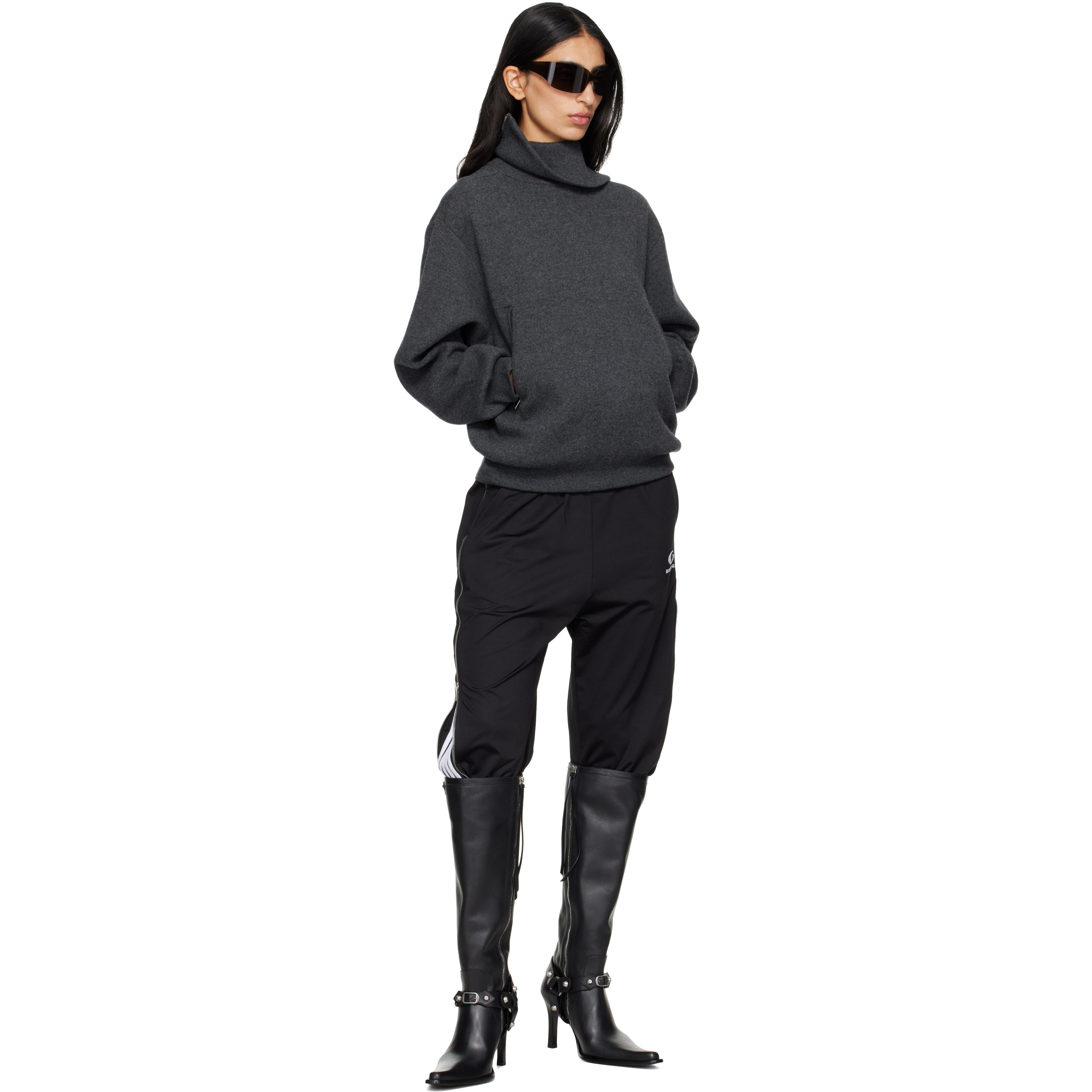 Black City Harness Tall Boots