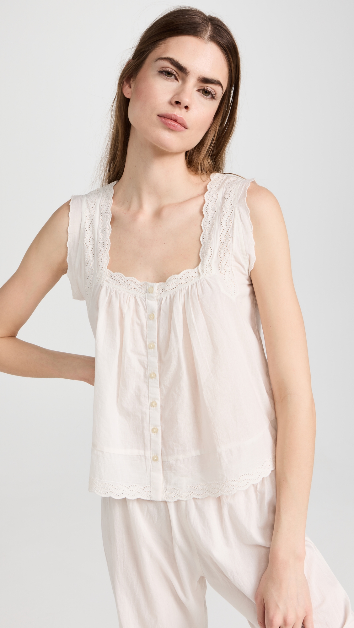 The Eyelet Tank True White