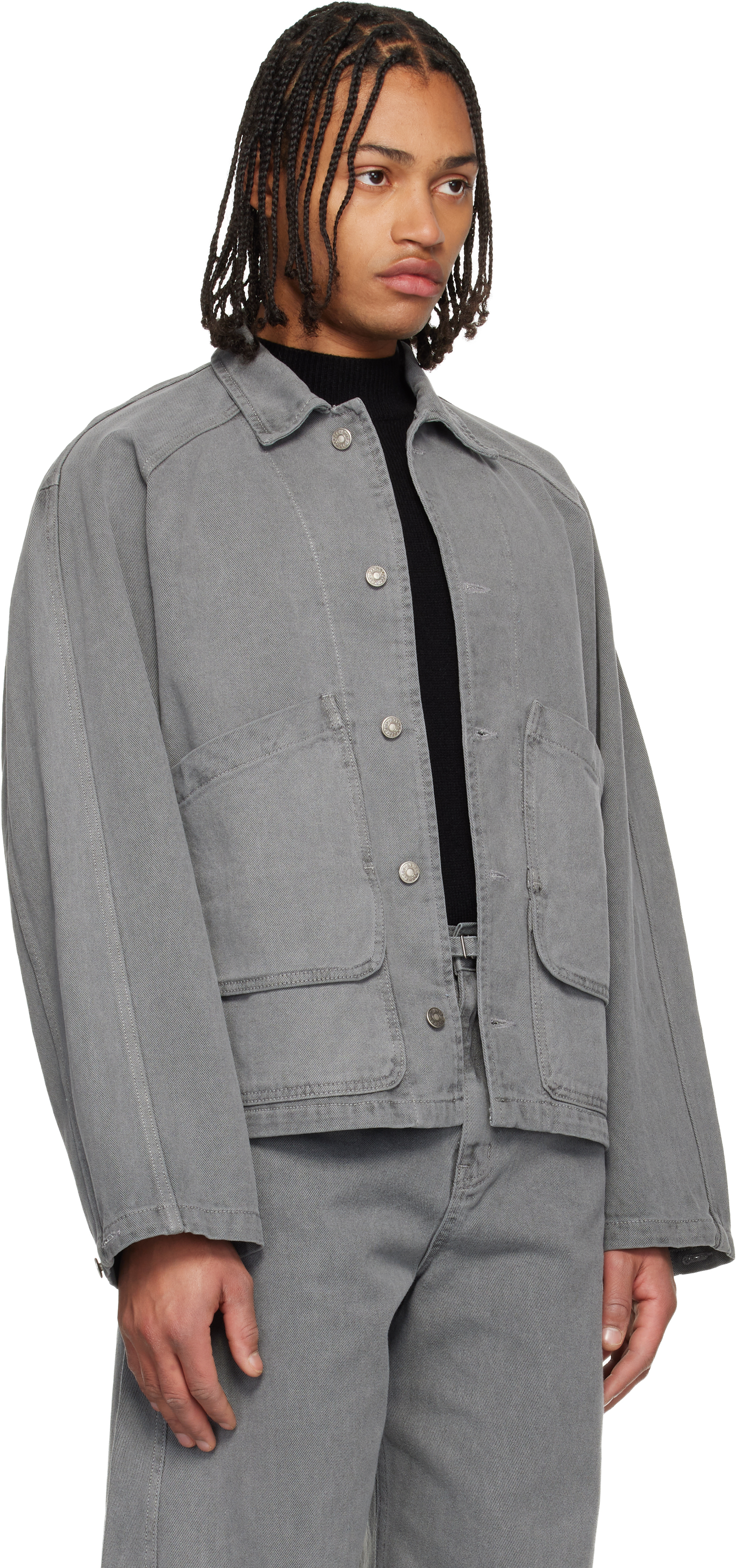 Gray Garment-Dyed Hunting Denim Jacket