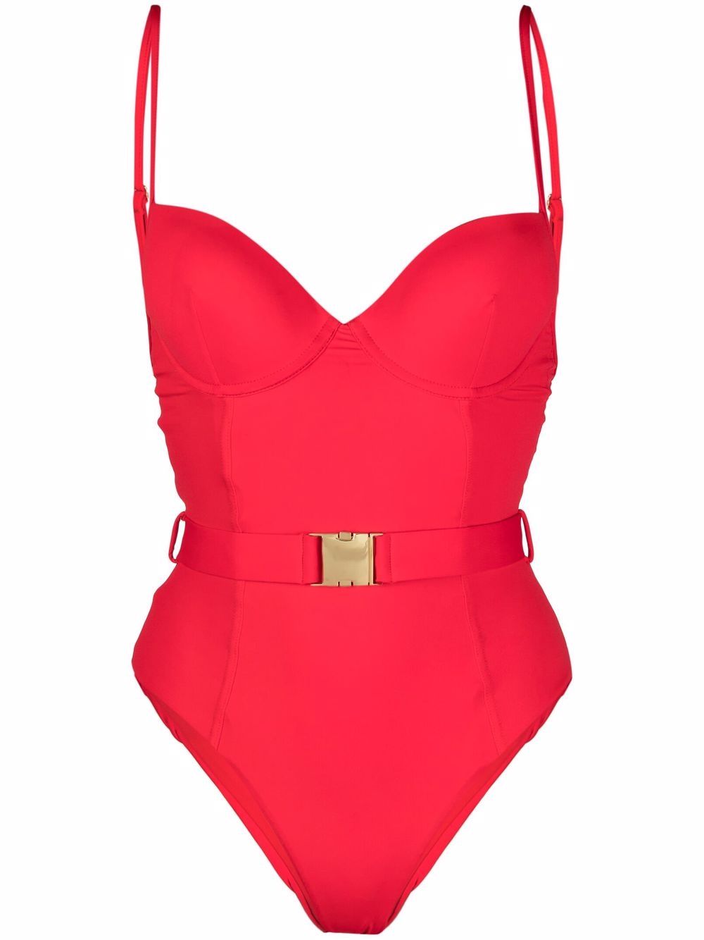 Underwired-cup belted swimsuit