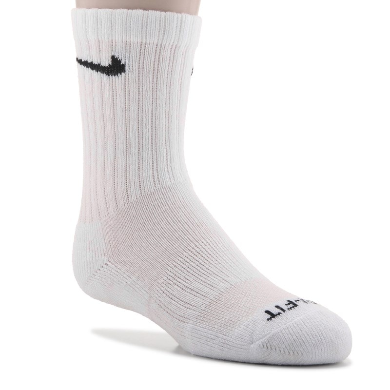 Kids' 6 Pack Youth X-Small Performance Crew Socks (White/Black)