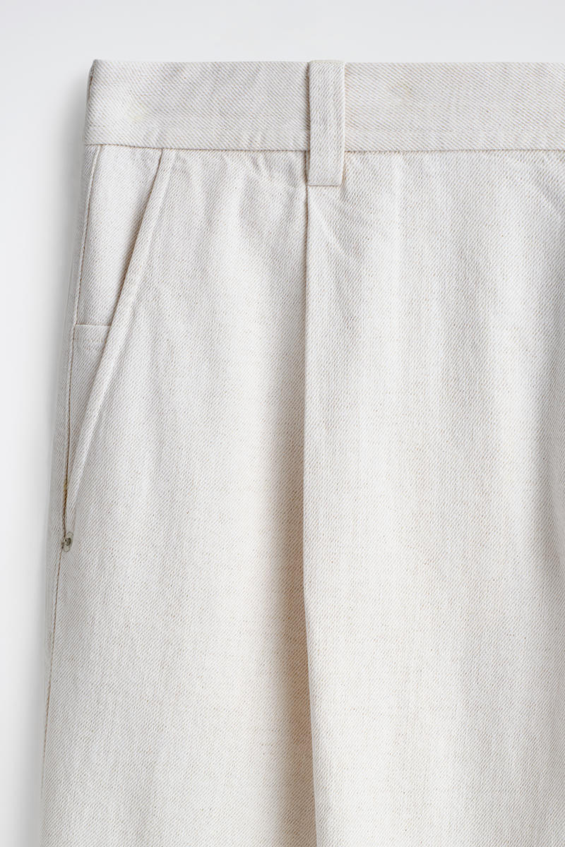 Pleated Wide-Leg Denim Pants