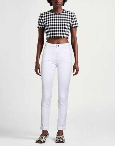 Collection Woman Pants White Size 26 Cotton, Elastane