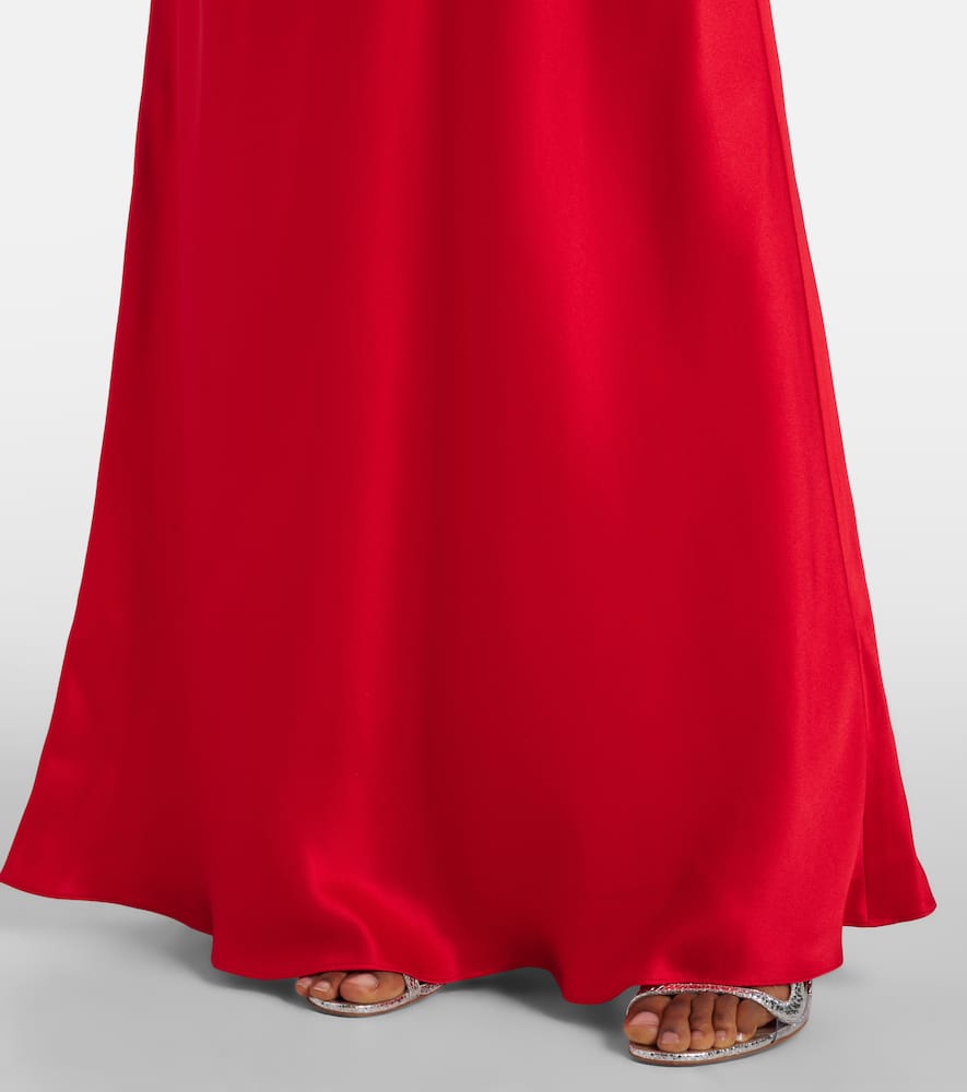 Lace-trimmed silk-blend satin gown
