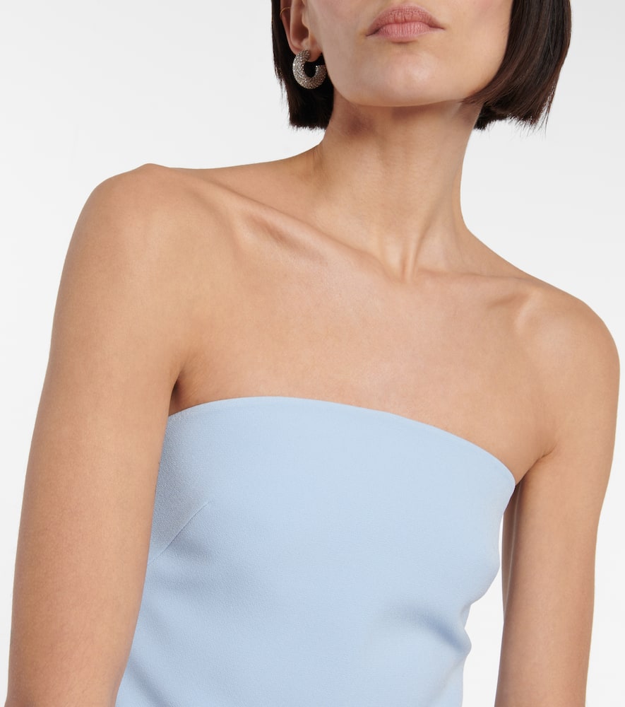 Feather-trimmed crêpe minidress