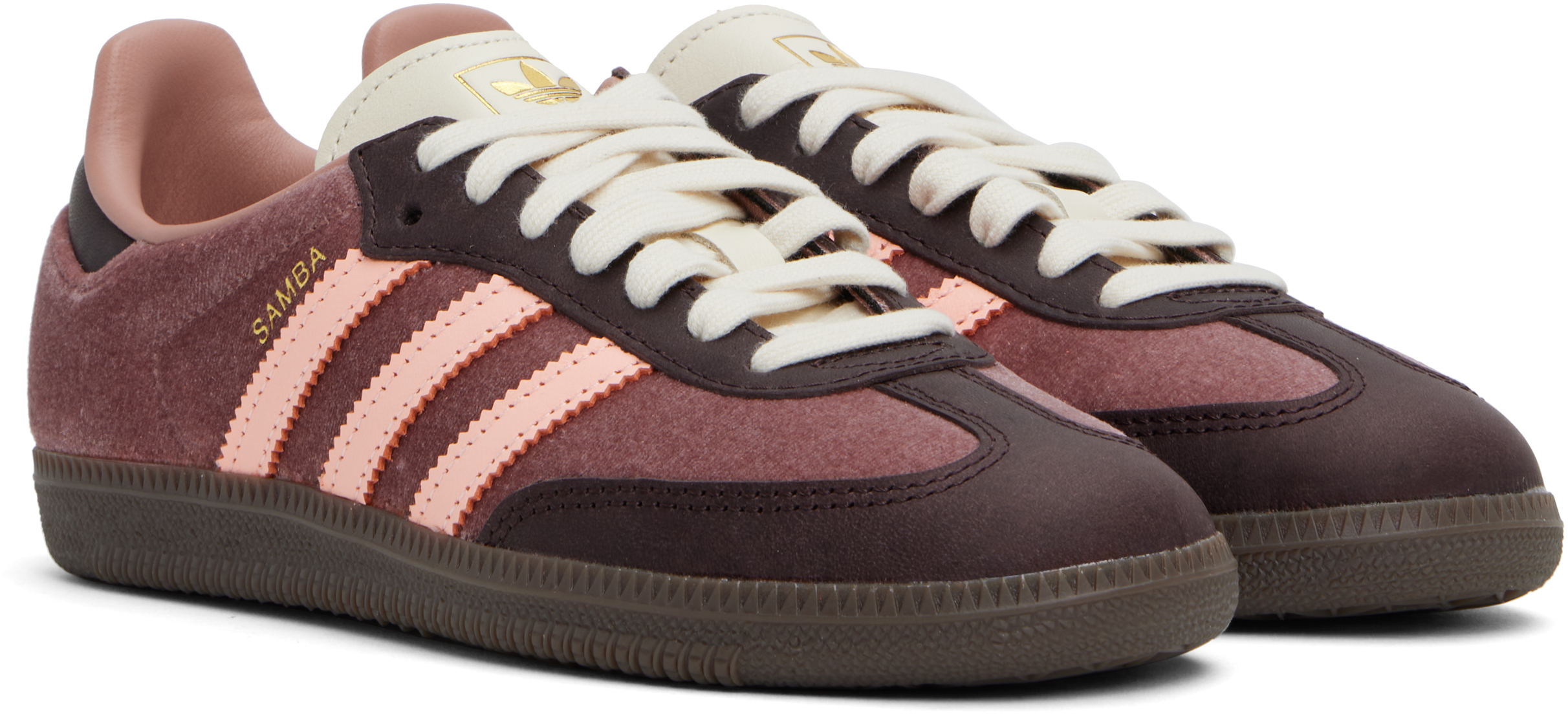 Adidas Originals Pink & Brown Samba OG Sneakers