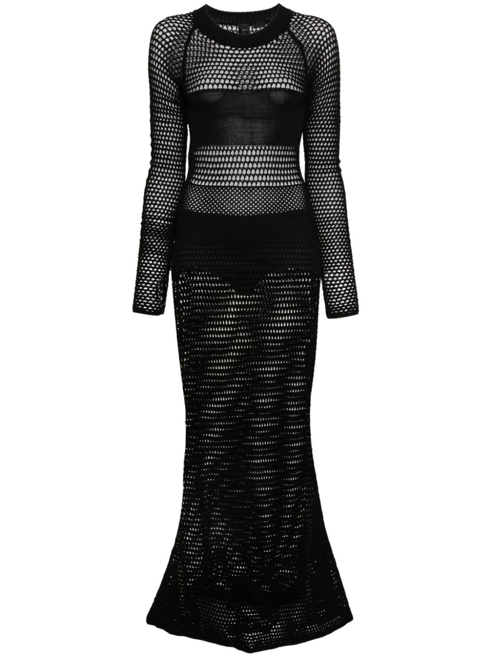 Open-knit long dress - Black