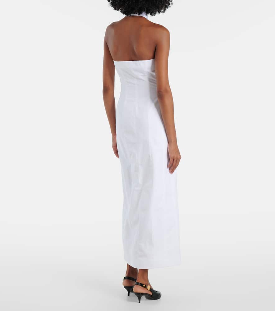Open-back buttoned poplin shirt dress