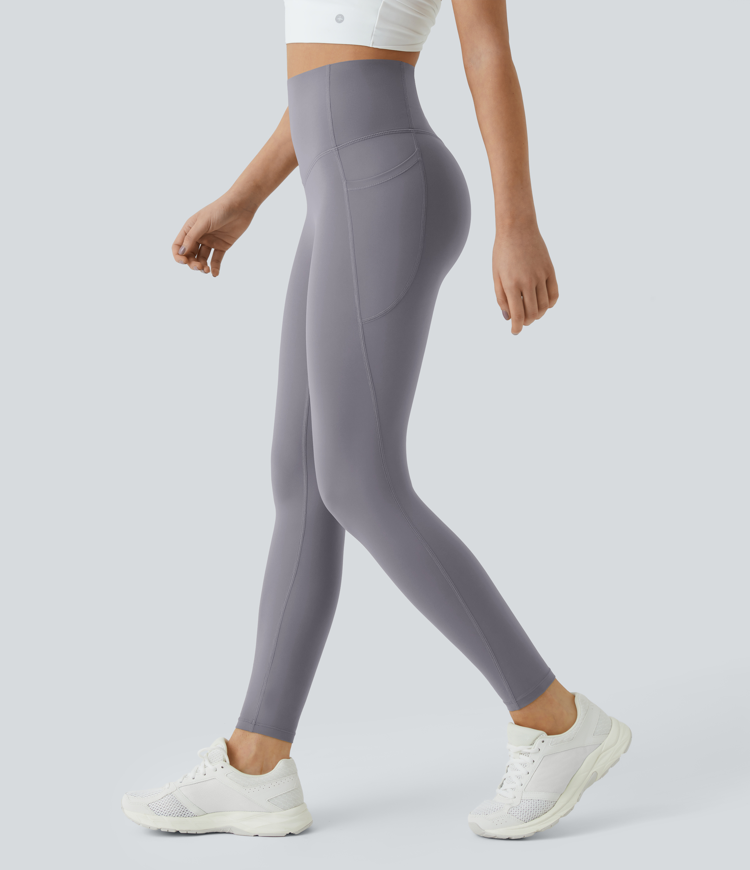 UltraSculpt™ SoCinched High Waisted Tummy Control Pocket Shaping Training Leggings  - Falling Gray Purple