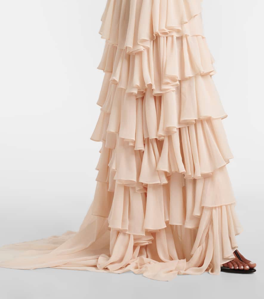 Tiered asymmetric maxi dress