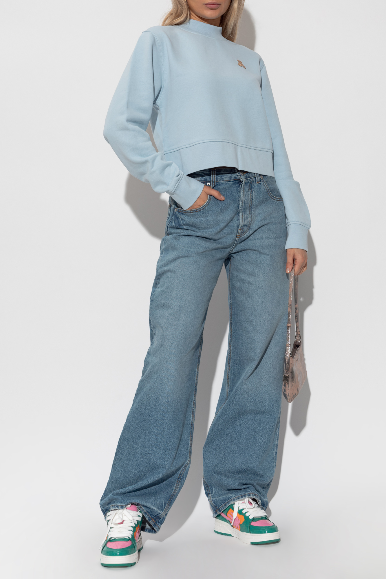 Sweatshirt With A Distinctive Teddy Bear Motif, Women's, Light Blue