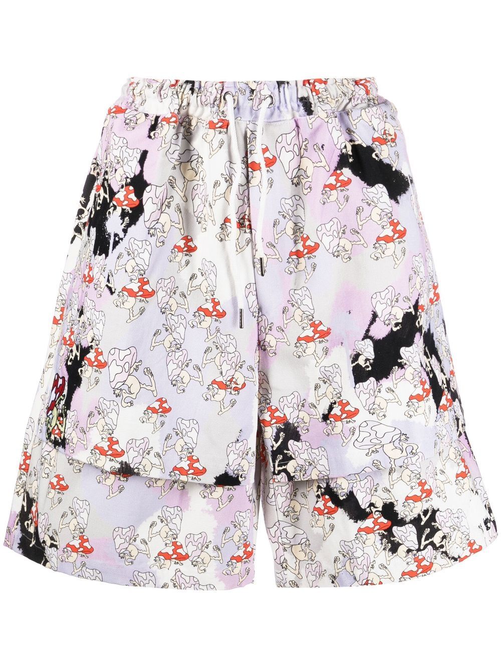 Graphic-print track shorts - Purple