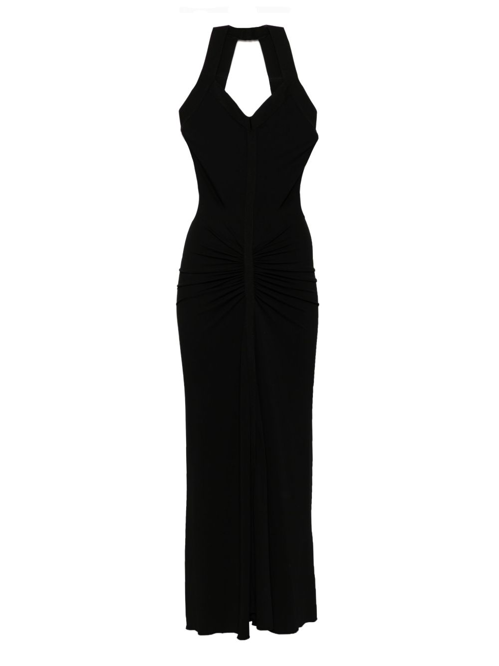 Open neck draped midi dress - Black