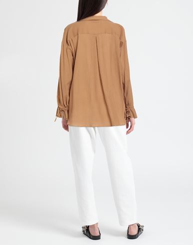 Woman Shirt Camel Size 2 Cotton