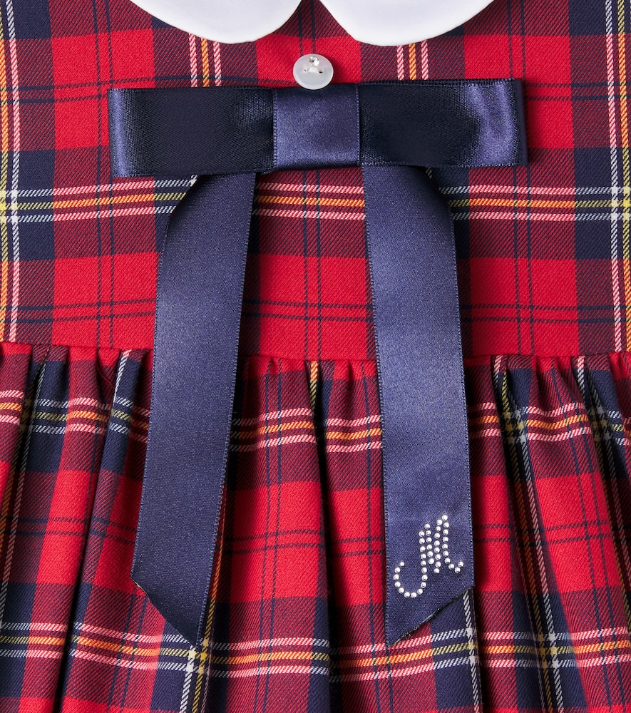 Baby plaid cotton-blend dress
