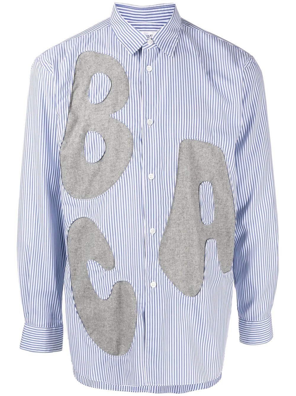 Alphabet patch-detail long-sleeve shirt - Blue