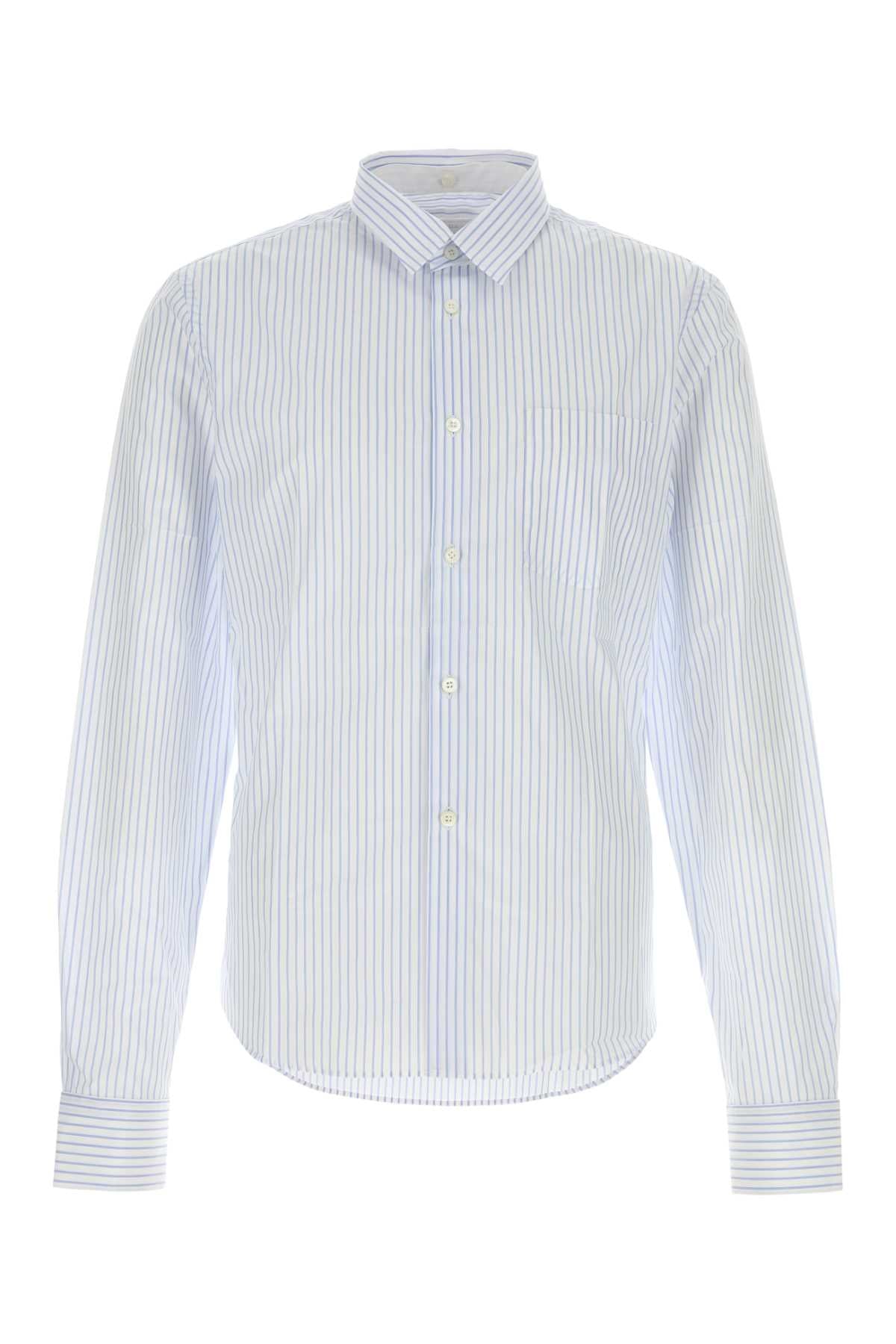 Striped Poplin Shirt — Blue