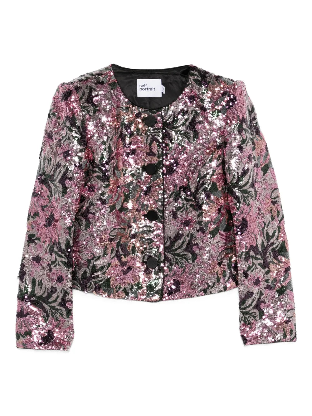 Sequined Floral Jacket — Pink