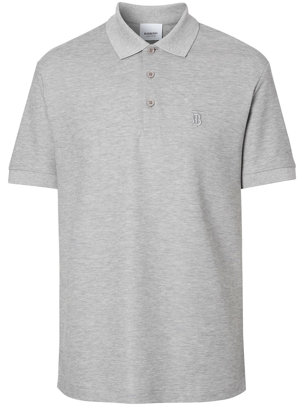 Monogram Motif Cotton Piqué Polo Shirt - Grey
