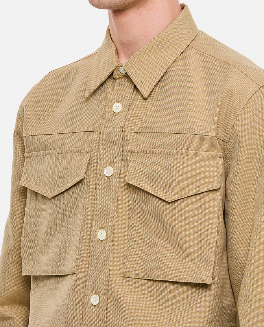 Cargo-pocket cotton shirt - Neutrals