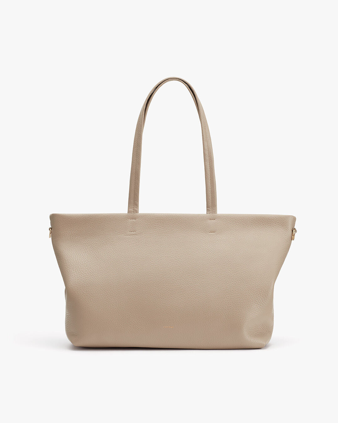 Small Easy Zipper Tote Bag in Italian Pebbled Leather, Beige | Women's Bags & Purses