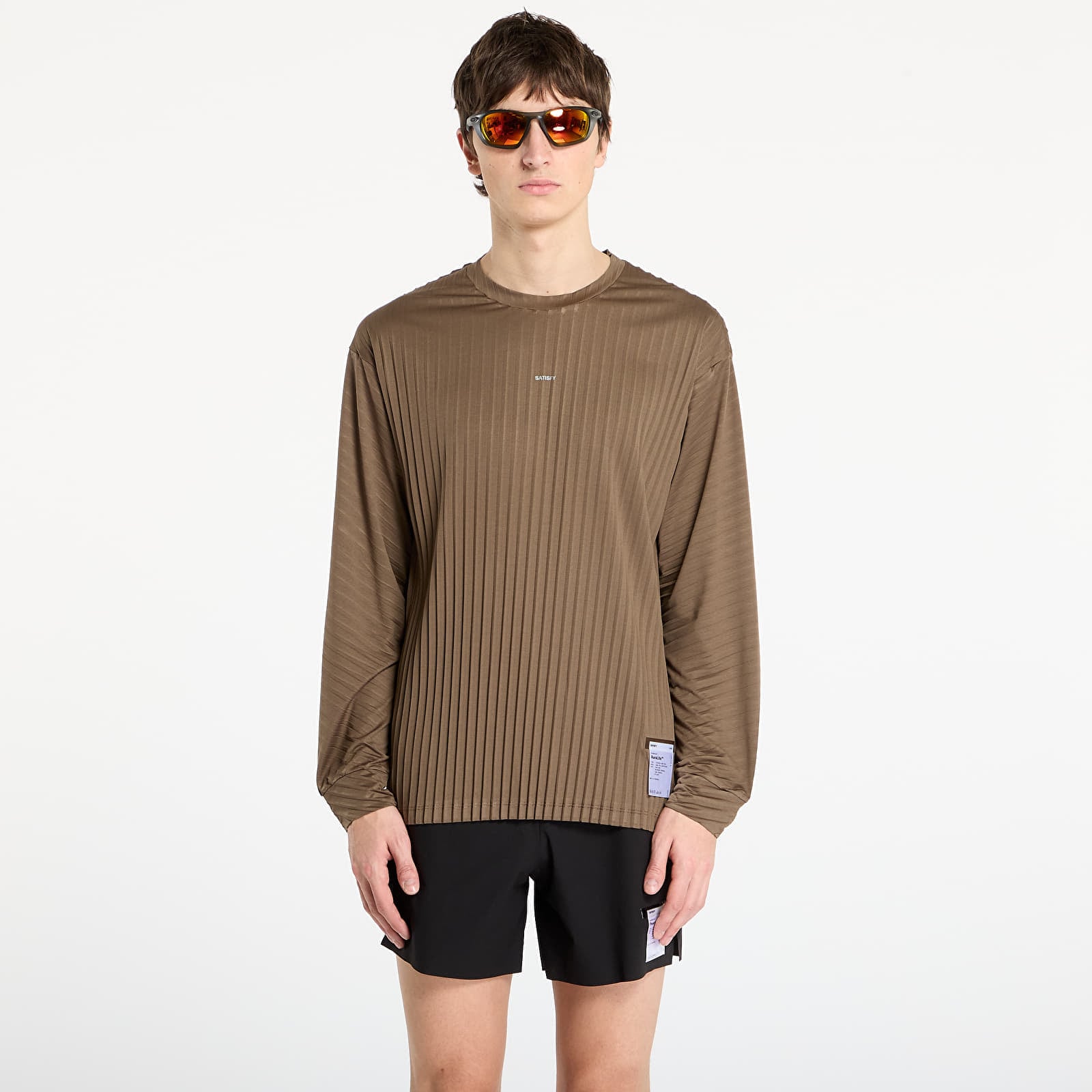 T-shirt Satisfy AuraLite Pleated Long Tee Olive