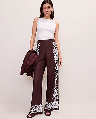 Ann Taylor The Easy Wide-Leg Pant in Floral Linen Blend