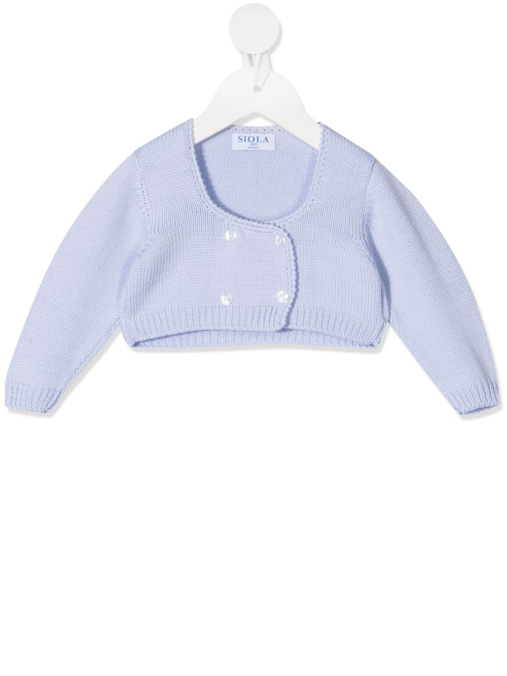Fine-knit buttoned cardigan - Blue