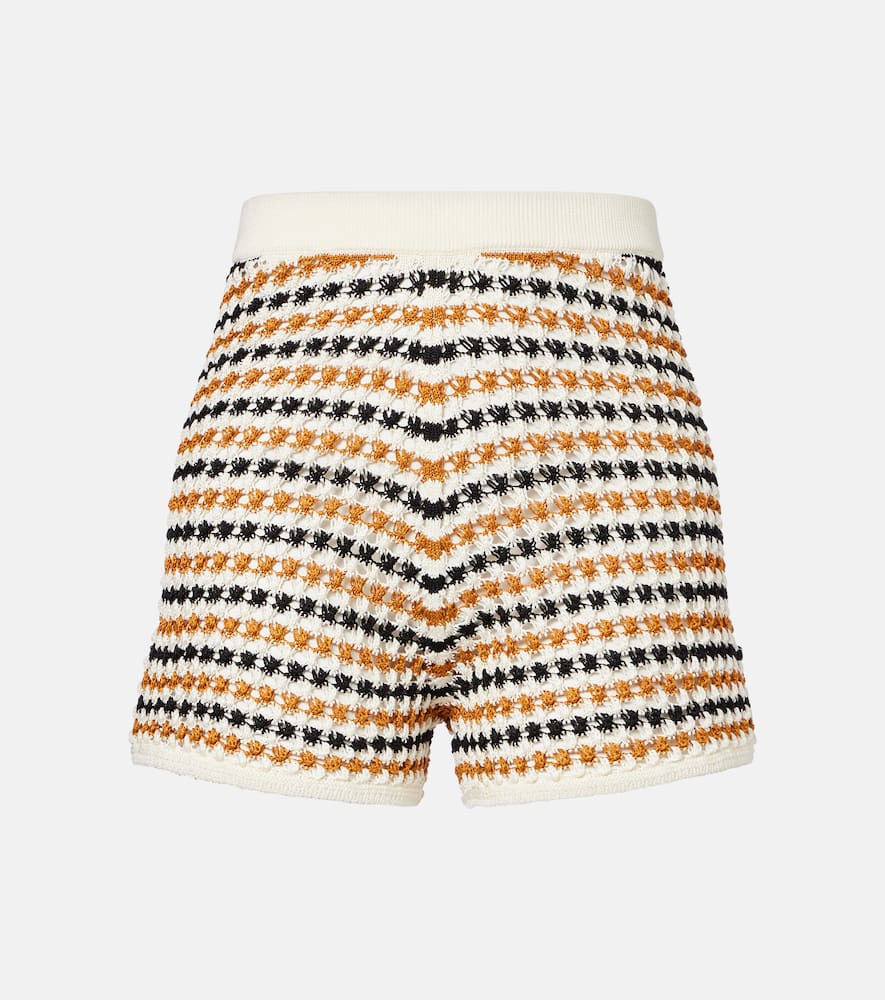 Disco open-knit cotton-blend shorts