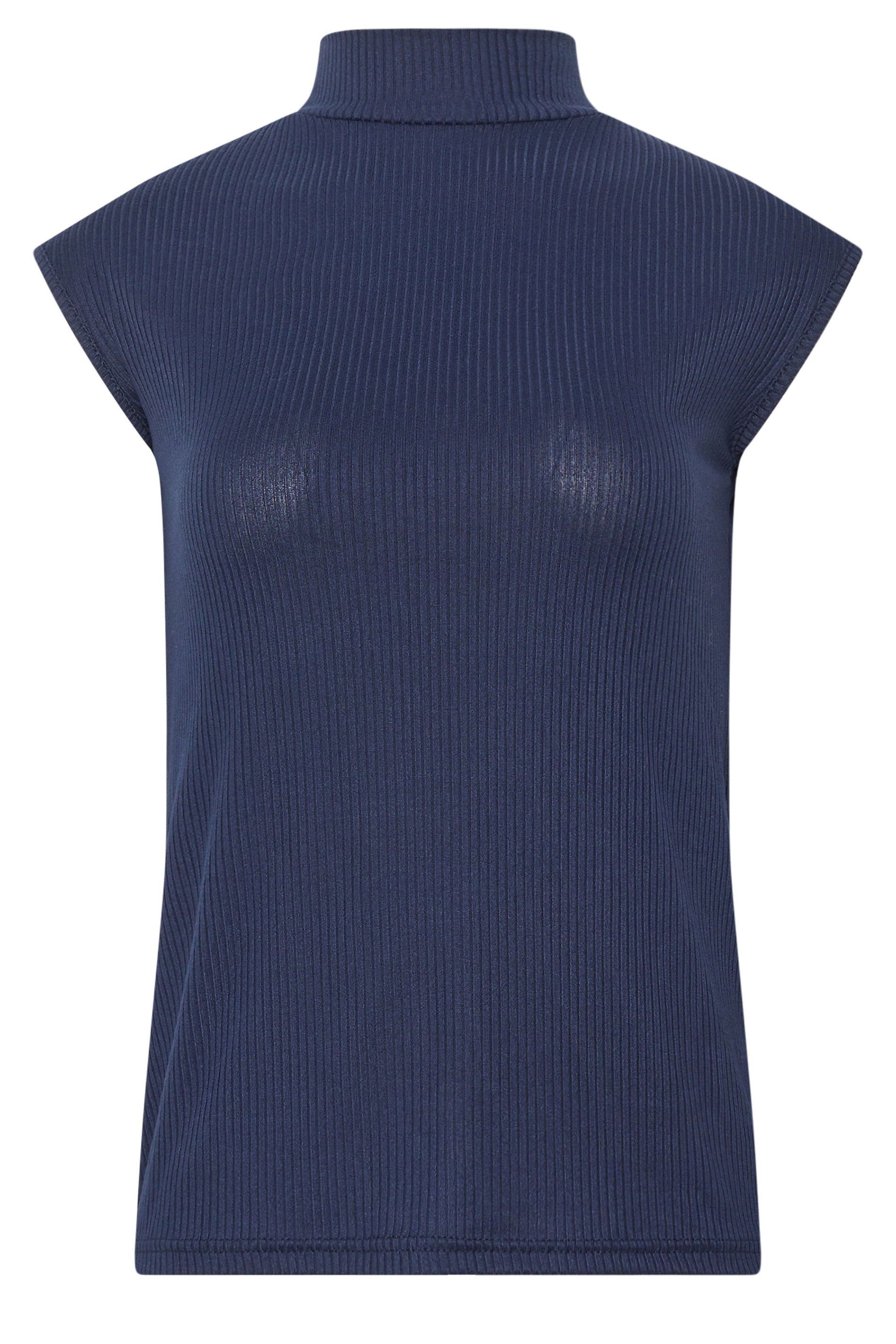 Long Tall Sally Women's Tall Ribbed Tie Back Top in Mid Navy