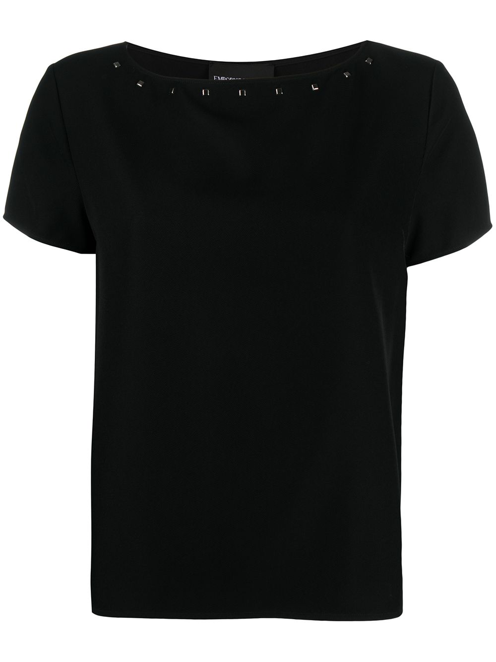 Studded boat neck T-shirt - Black
