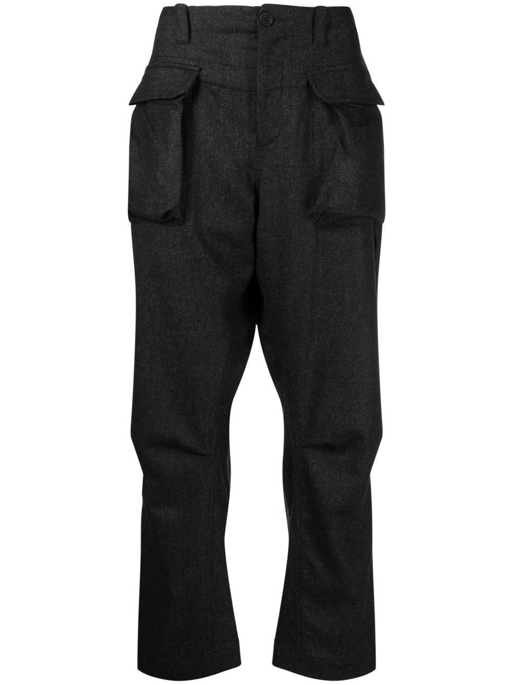 Flap-pocket straight-leg trousers - Black