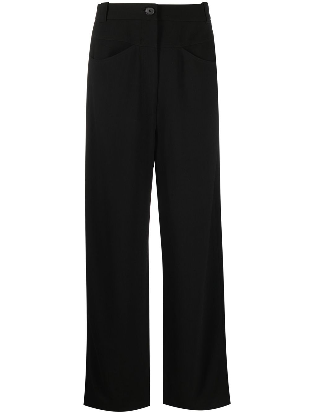 High-waisted straight leg trousers - Black