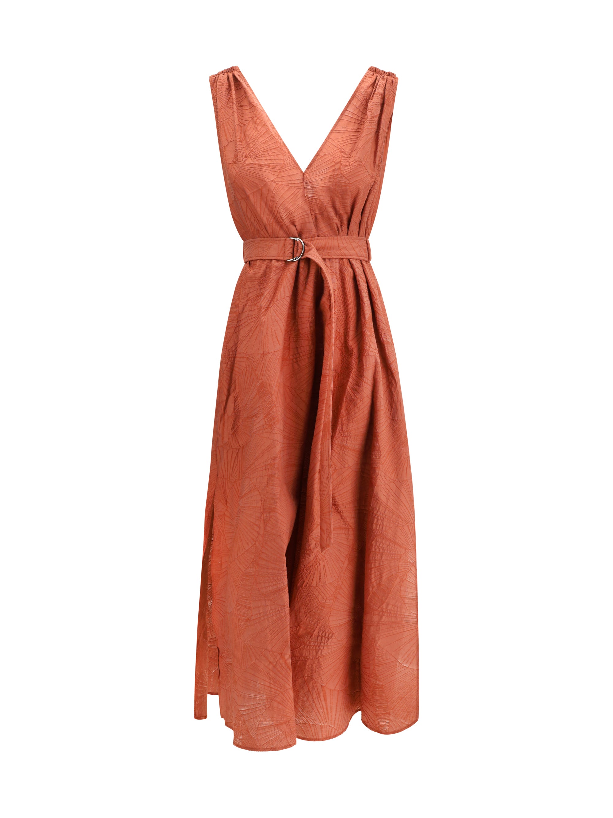 Floral Motif Dress — Orange