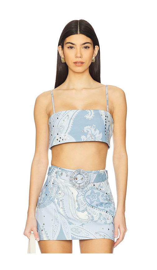 HEMANT AND NANDITA BUSTIER-TOP in Baby Blue. Größe XS. Also in L, M