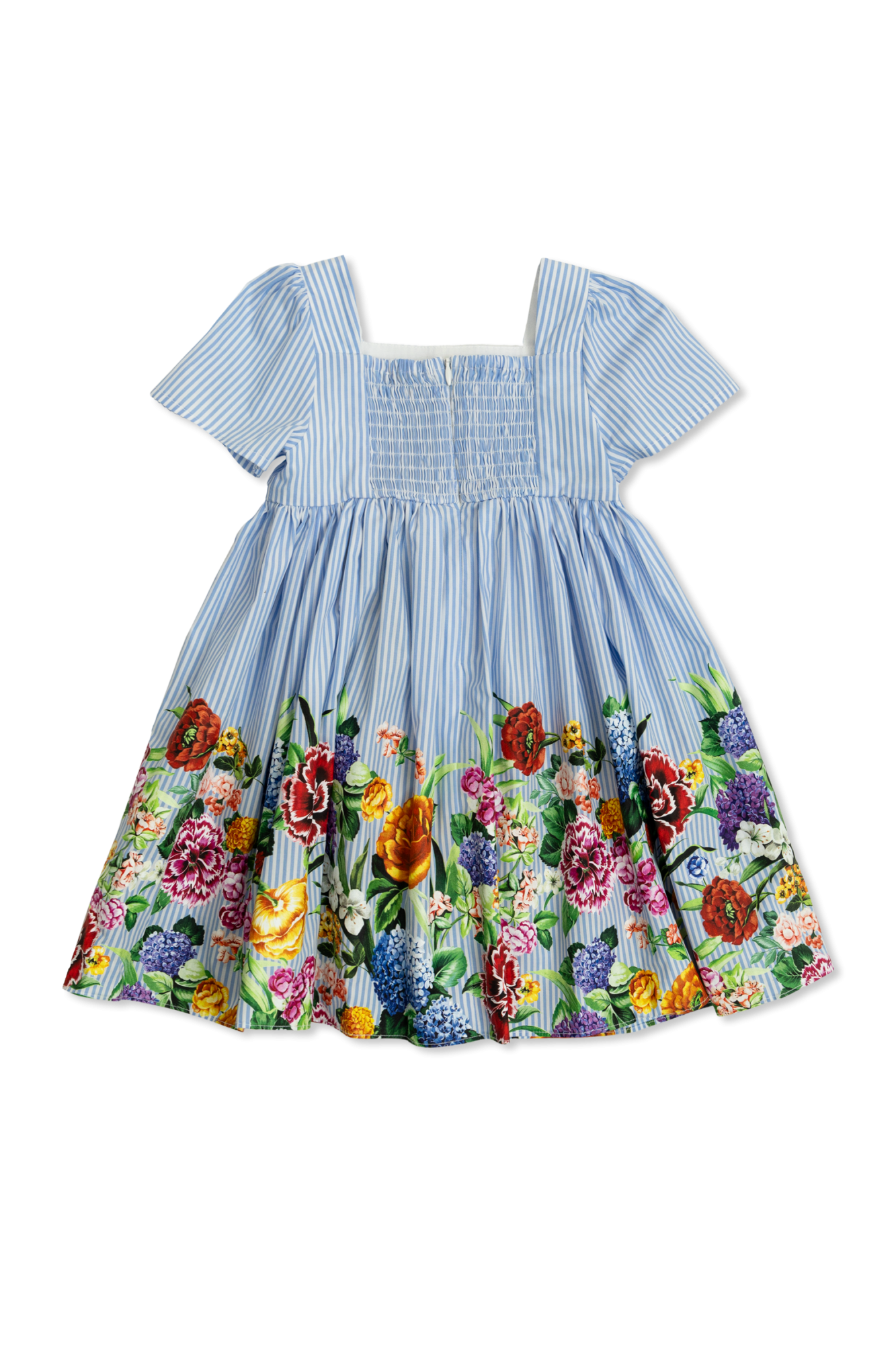 Dress With Floral Motif, Unisex, Blue
