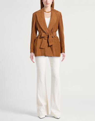 Woman Blazer Brown Size 8 Viscose, Linen