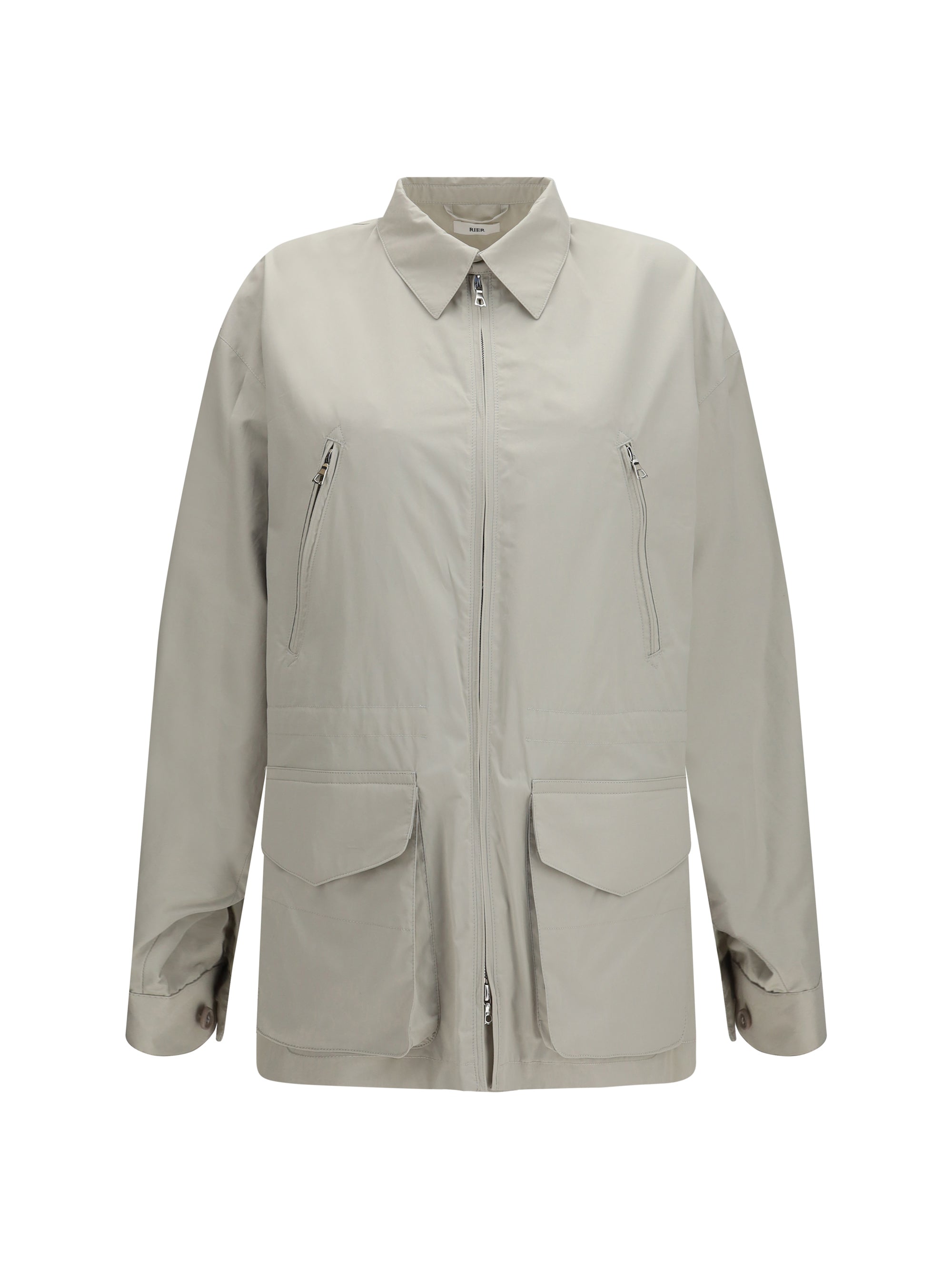 Cotton Zipped Pockets Jacket — Gray