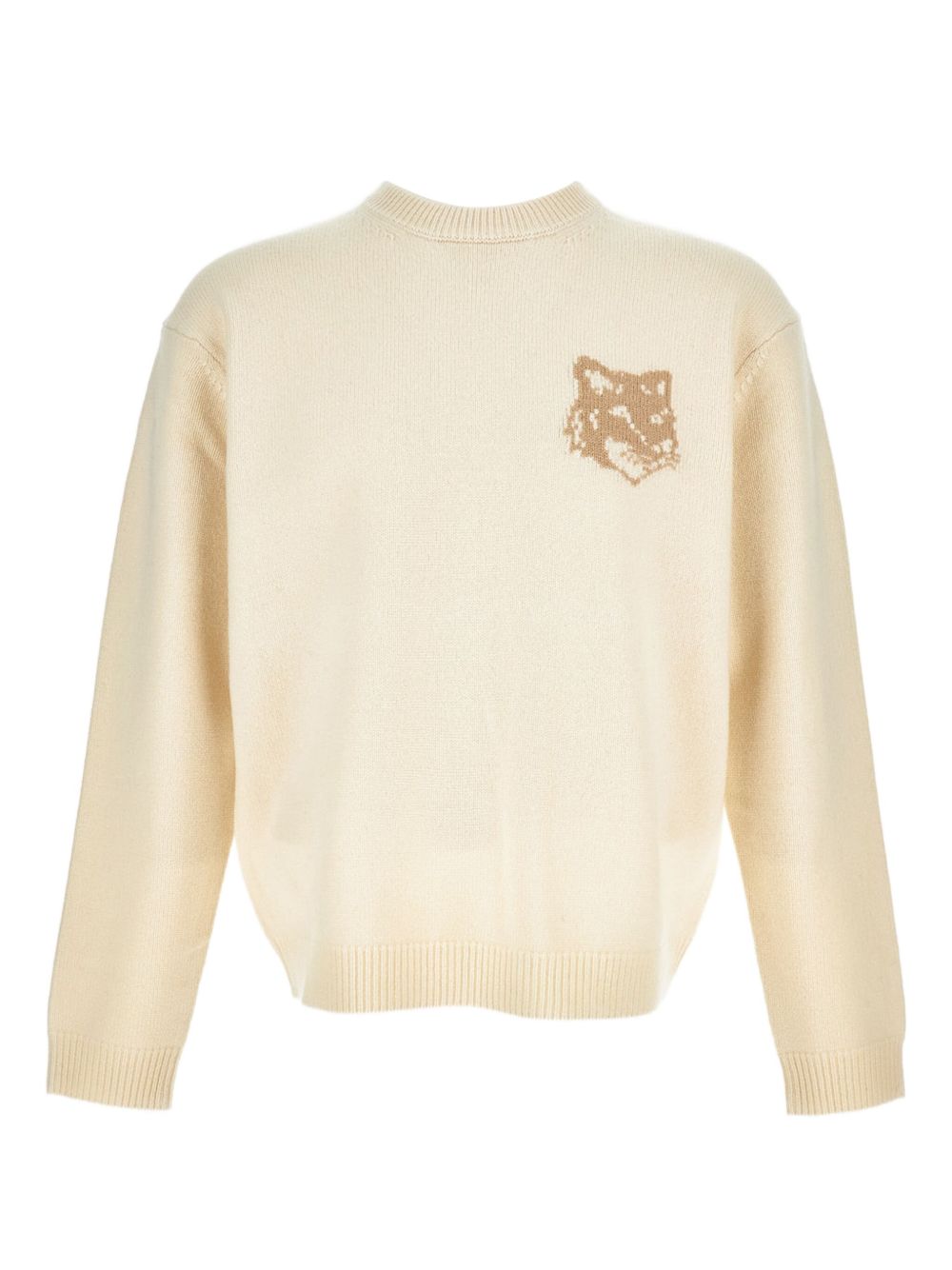 Fox Head Intarsia Sweater — Cream