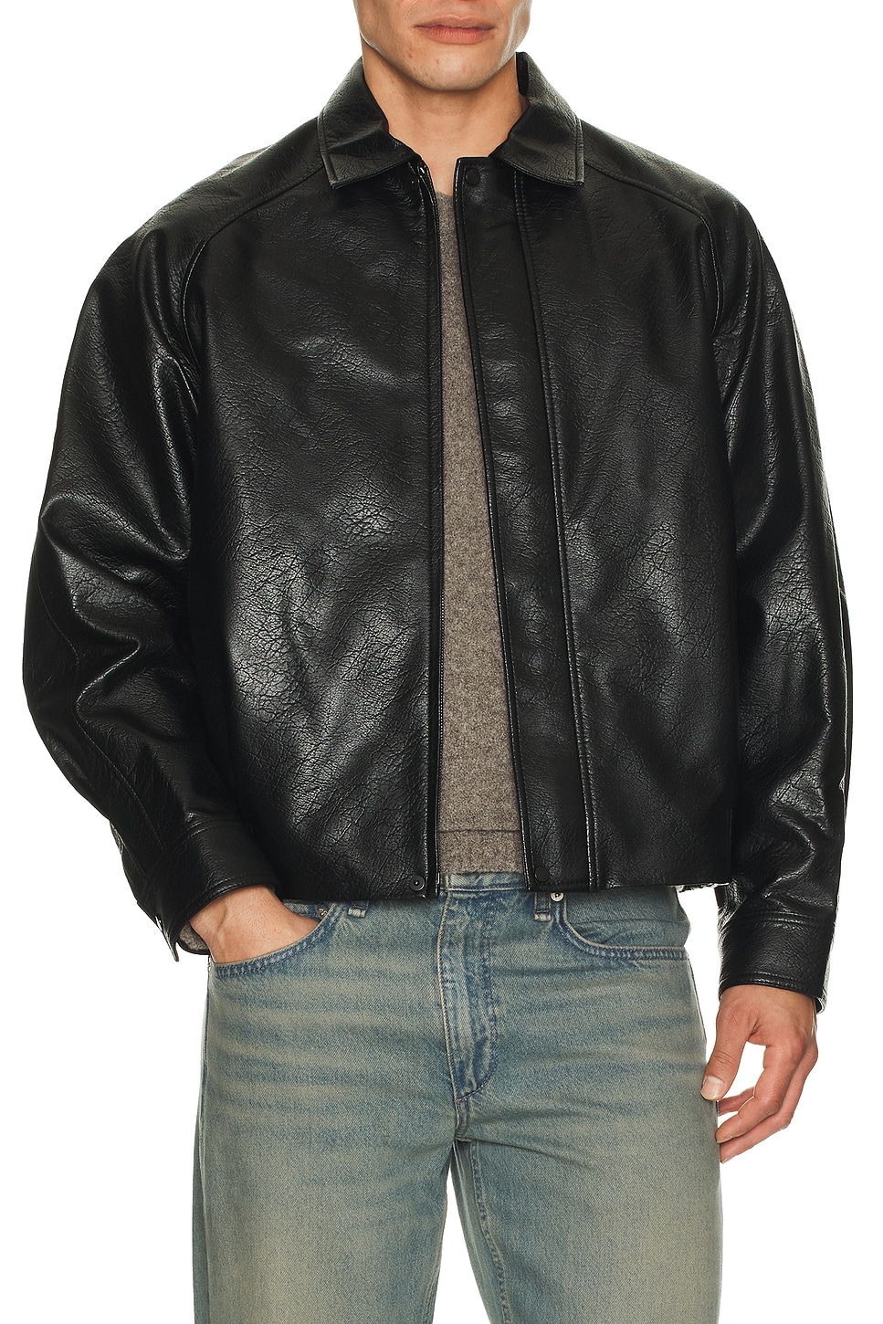 Le17Septembre Faux Leather Jacket in Black. 50. Also