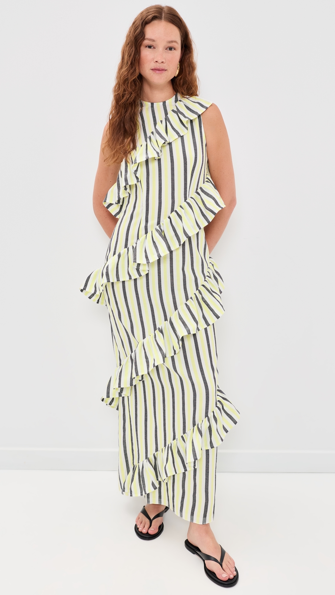 The Spiral Ruffle Dress Stripe
