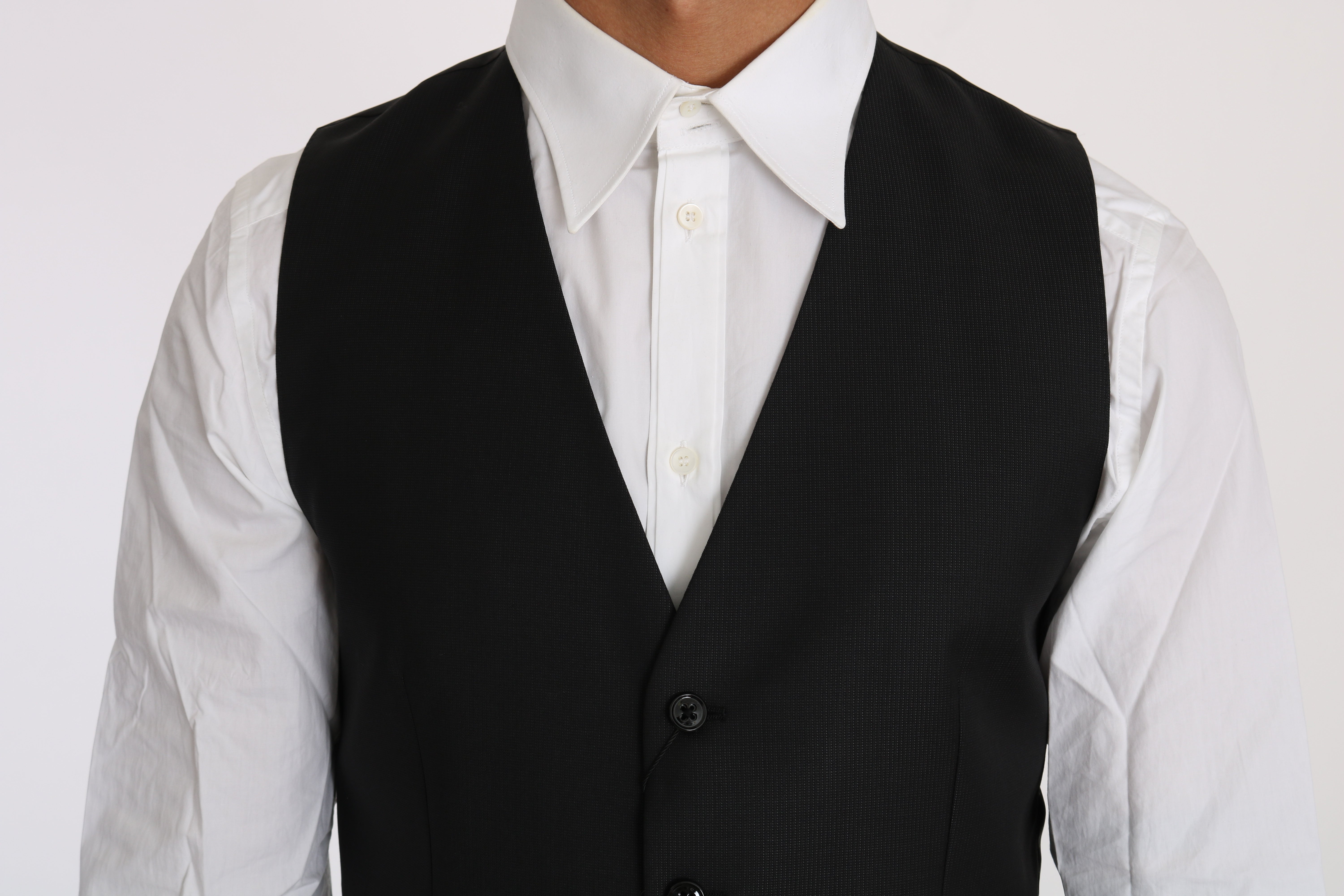 Wool Silk Blend Vest — Black