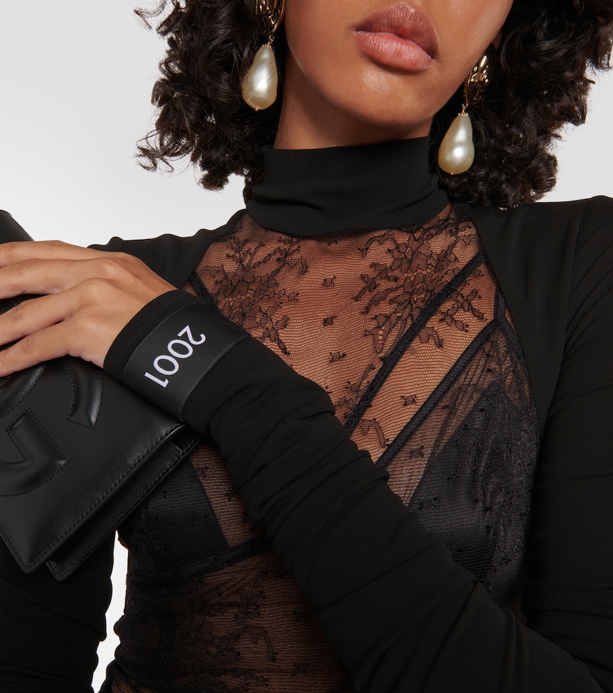 Chantilly lace and jersey midi dress