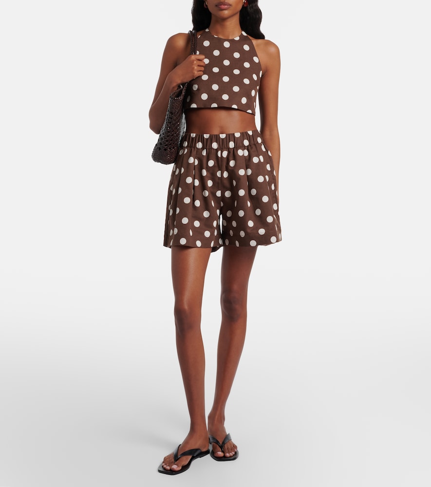 Zurich polka-dot linen and cotton shorts