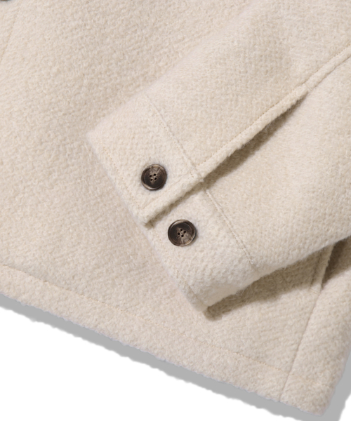 Wool Elbow Patch Two Pocket Button Jacket_Cream
