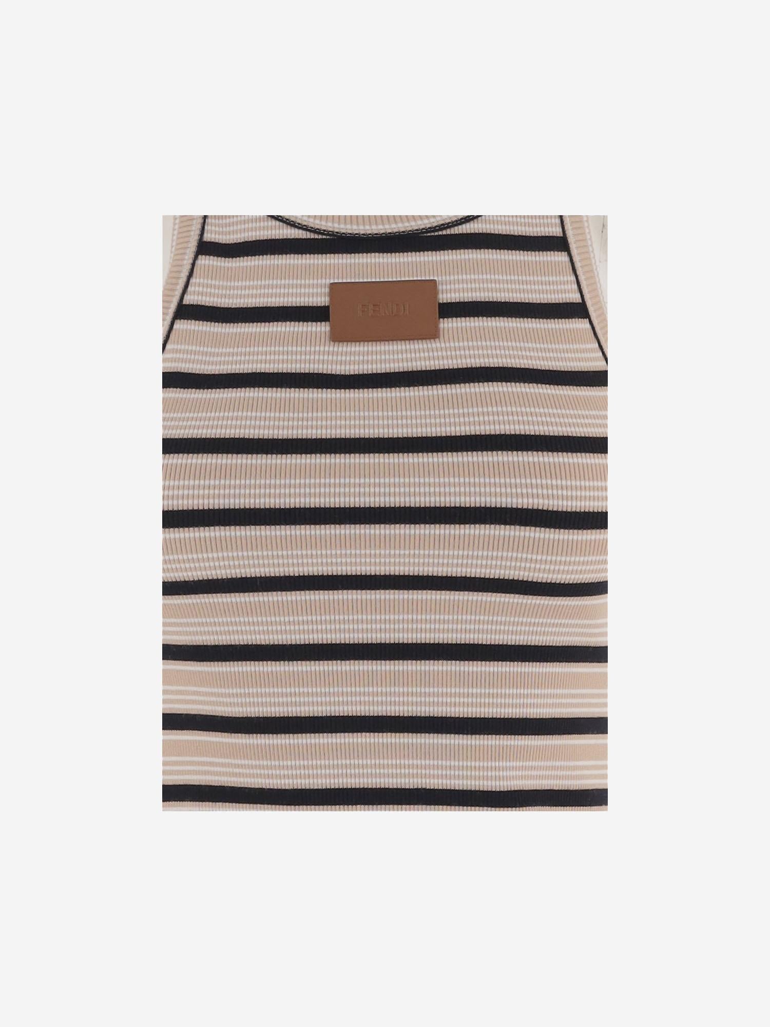 Striped Stretch Cotton Tank Top — Multicolor